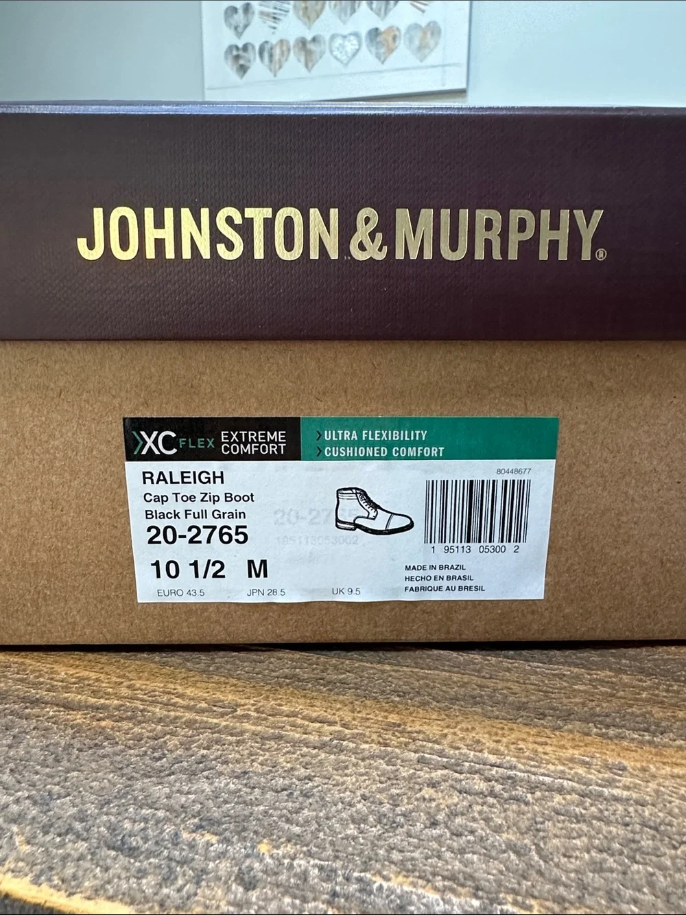 New in Box/Never Worn Johnston & Murphy Raleigh Cap Toe Zip Boots - 10.5 M